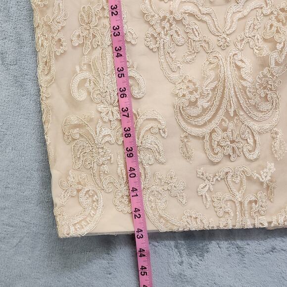 Formal Dress Jacket Set Size 10 Champagne Gold Beaded Lace Chiffon Sheath Party - Picture 14 of 14